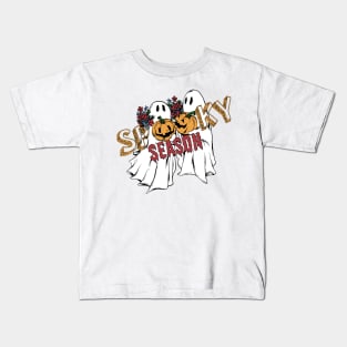 Spooky Season Groovy Ghost Kids T-Shirt